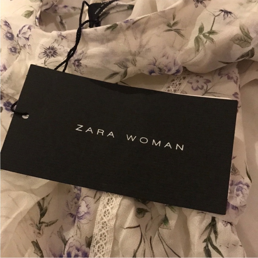 ZARA Floral Ruffle Open Back Top - Picture 7 of 8